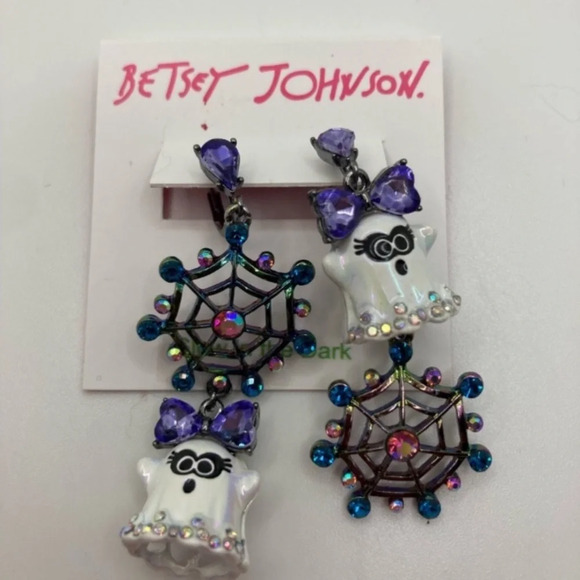 BETSEY JOHNSON SET Halloween Charm Necklace & Matching Ghost Earrings NEW NWT - Picture 5 of 9